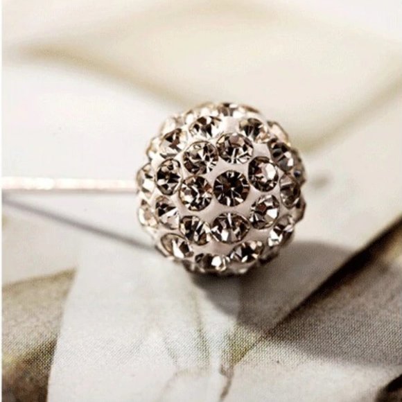 NEW 925 Sterling Silver Diamond Ball Stud Earrings - Picture 4 of 5